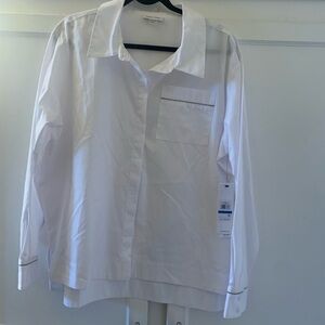Calvin Klein White Women’s Blouse with Pocket Trim
